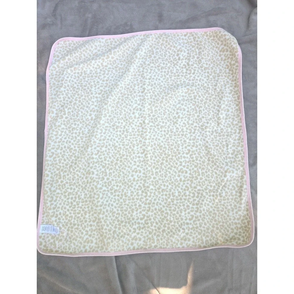 Just One You Carters Tan Leopard Cheetah Baby Blanket Lovey Pink Heart